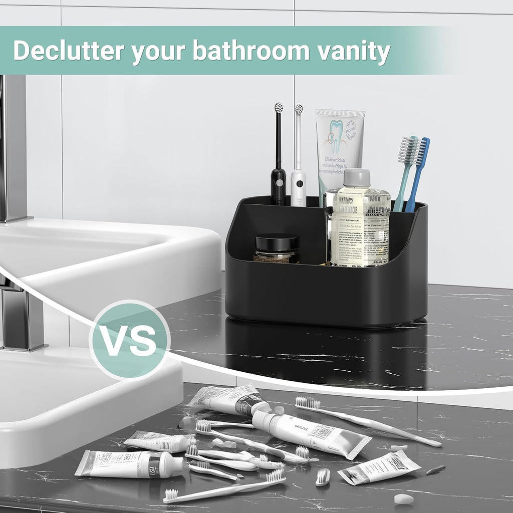 Mens Countertop Toothbrush Holder for Bathroom with Removable Divider