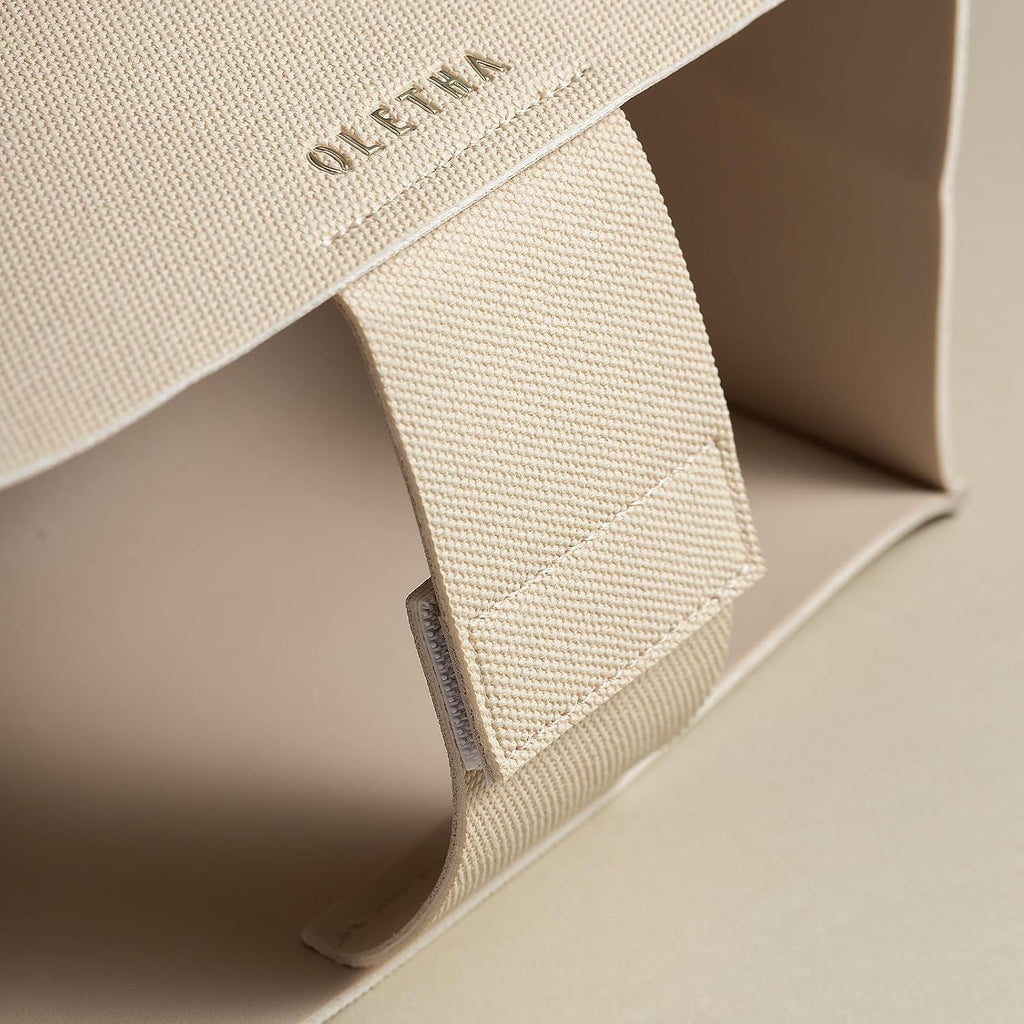 OLETHA Rectangle Tissue Box Cover, Canvas Grain, Greige, Standard Size