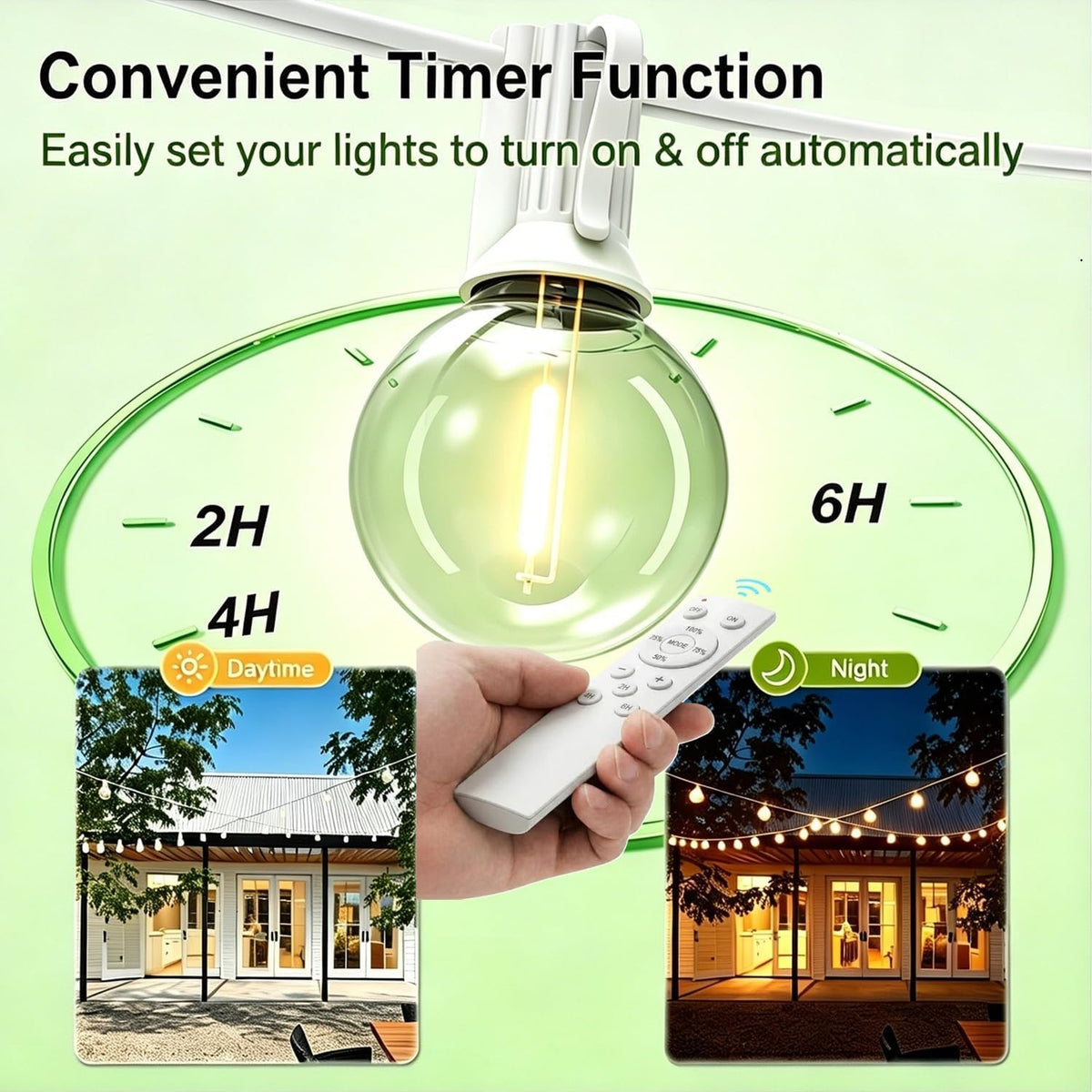 Remote White String Lights for Outside 100FT 100 Lights(1 foot Spacing)