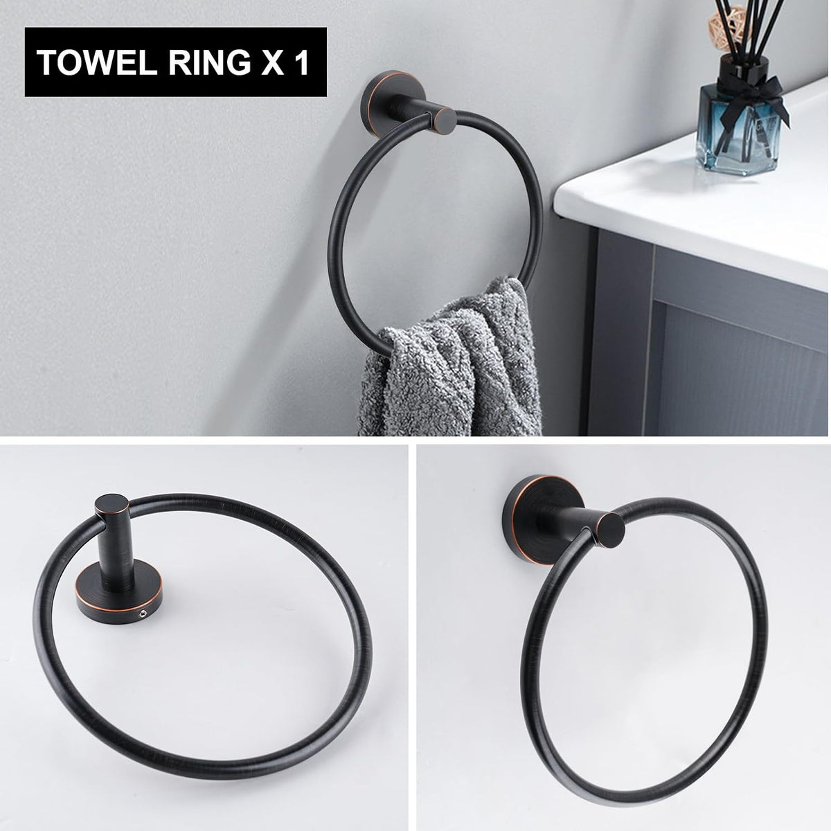 Lava Odoro 5-Piece Oil Rubbed Bronze Bathroom Hardware Accessories - Towel Bar, Holder, Rack Set, Stainless Steel Wall Mounted, 23.6 Inch