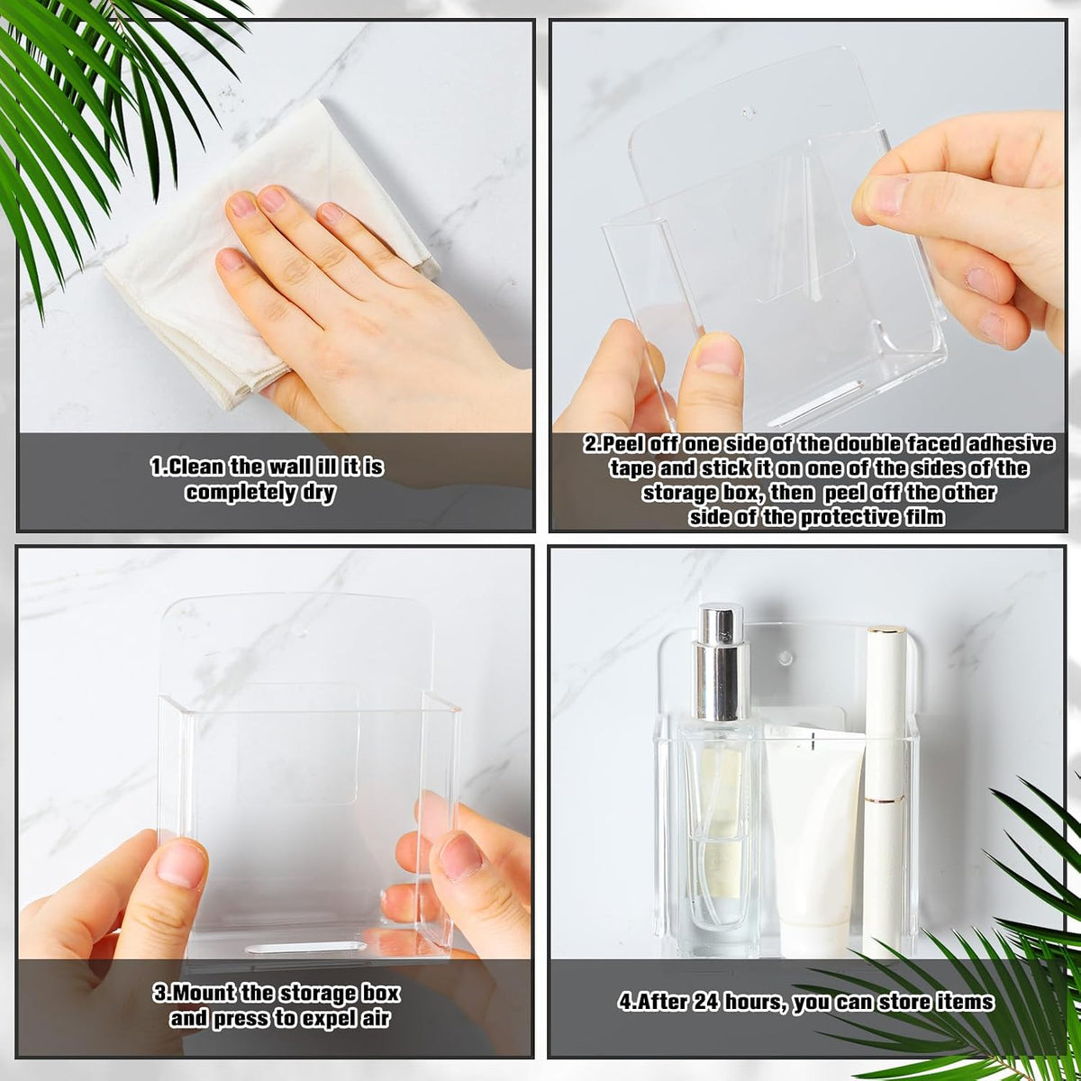 4 Pcs Acrylic Remote Control Holder Clear Adhesive Wall Mount