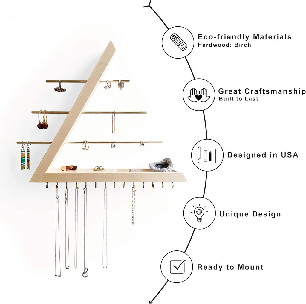 Jewelry Organizer Wall Mounted (Birch)