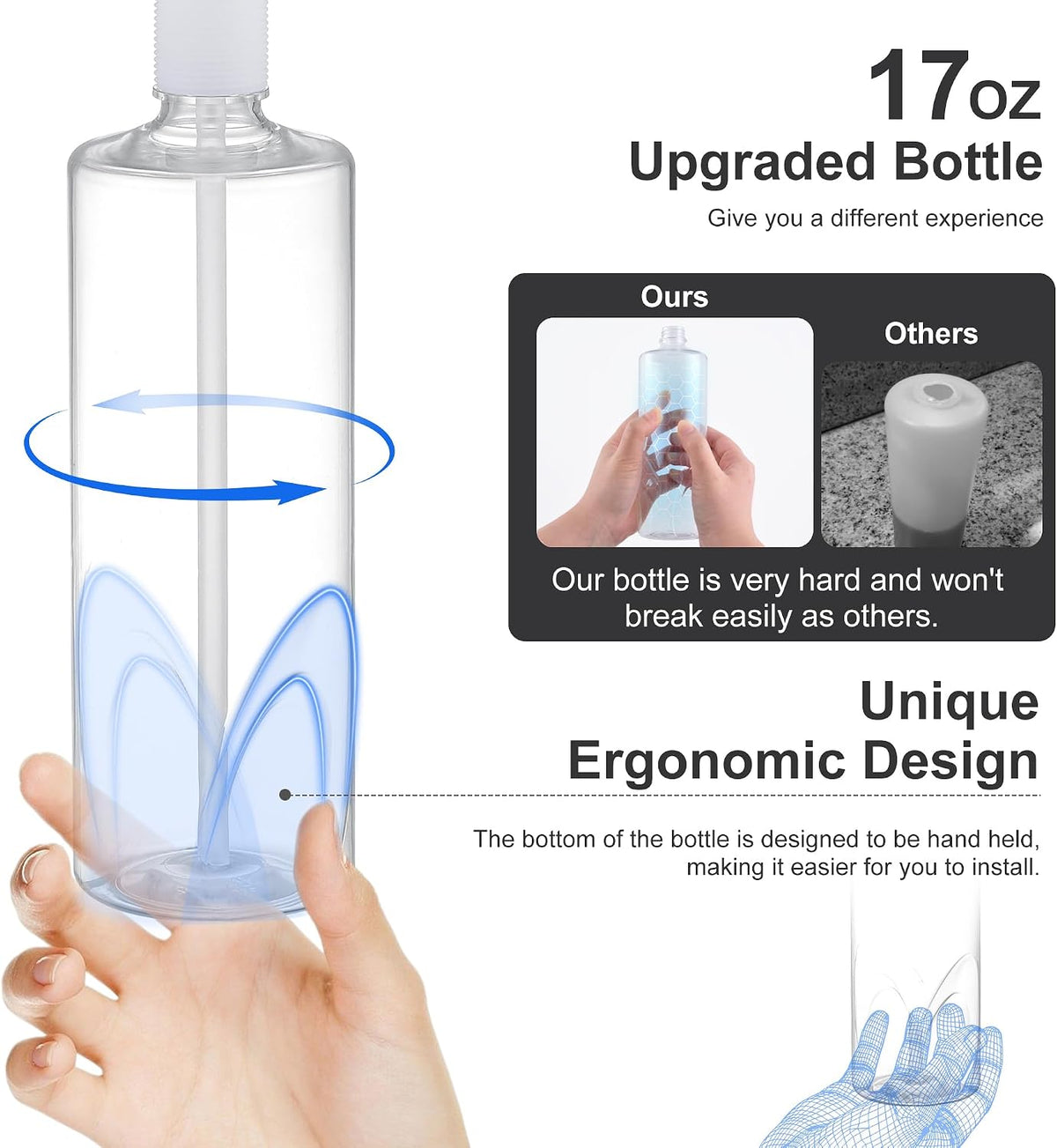 GAGALIFE Kitchen Sink Soap Dispenser with 17 Ounce Large Bottle, G080C