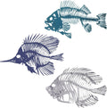 Zhengmy 3 Pcs Metal Fish Wall Art, Fishing Wall Decor, Various Color