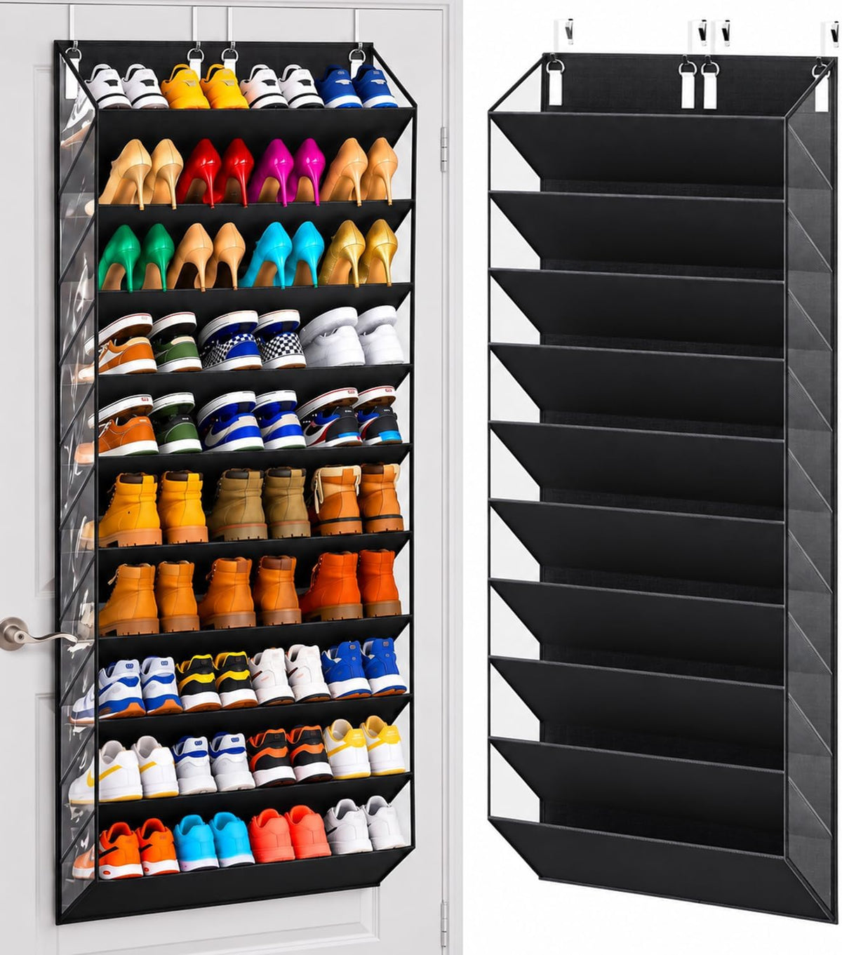 UVIAHOMI 30-40 Pairs Over the Door Shoe Organizer, 10 Tiers Fit Tall Boots