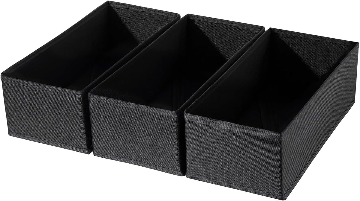 3 PACK Drawer Organizer Clothes，drawer Divider， Dresser Drawer Storage for Sock, Underwear, Bra，Panties，Belt, Tie, Stockings, Leggings & Accessories (Black)