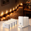 EZVALO Motion Sensor Night Lights, Rechargeable 1500mAh LED Stair Lights with Magnetic & Dimmable, Auto On/Off 3000K Soft White, Stick-On for Stairs, Hallway, Bathroom (8 Pack with Charging Station)