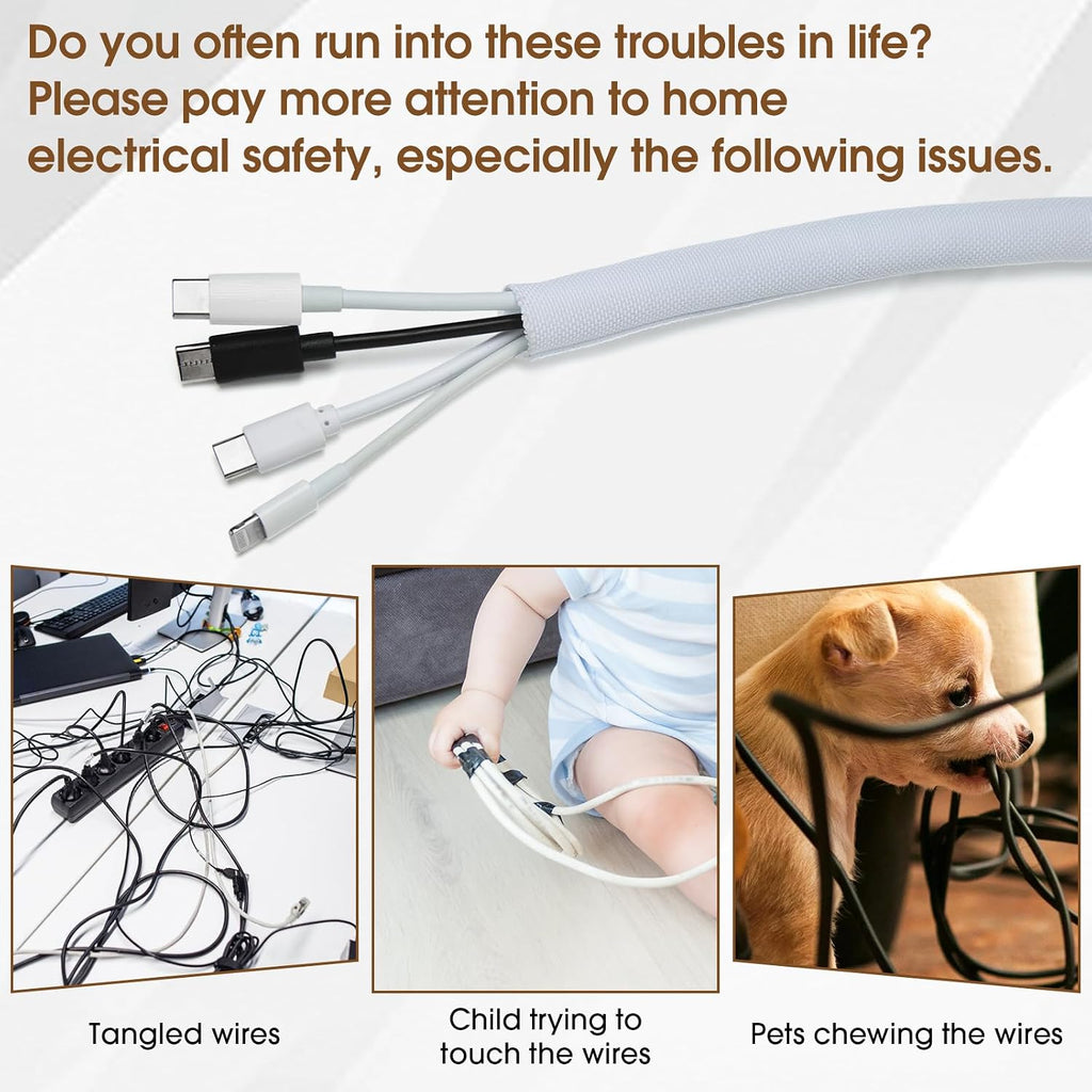 Cord Protector for Pets, Wire Protector 10FT-1/2 inch-White