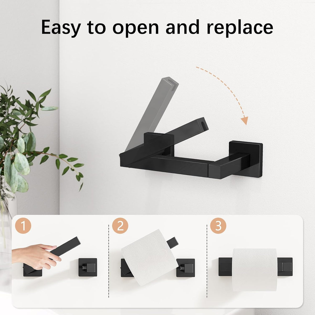 FEILERN Toilet Paper Holder Matte Black, 2 Pack Wall Mount for Bathroom