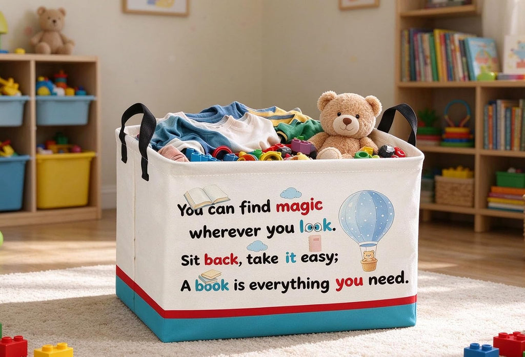 Rectangular Book Baskets Cute Storage Bins Room Decor for Home.(Bule book）
