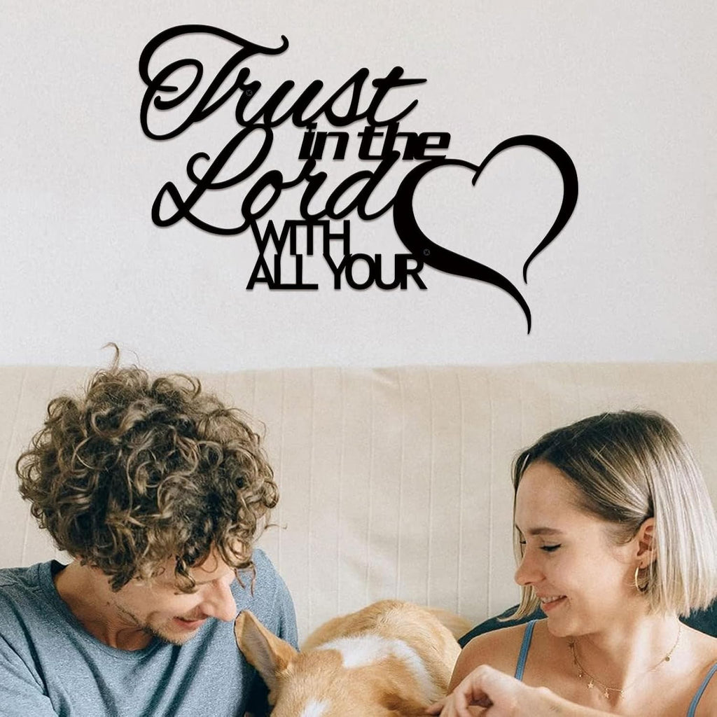 ESTART Trust in the Lord with all Your Heart Metal Wall Decor Sign