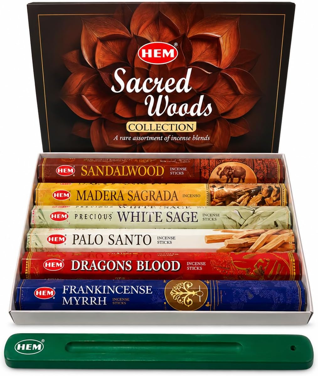 Hem Assorted Sacred Woods Incense Sticks, 6 Fragrances x 20 Sticks, 120 Total