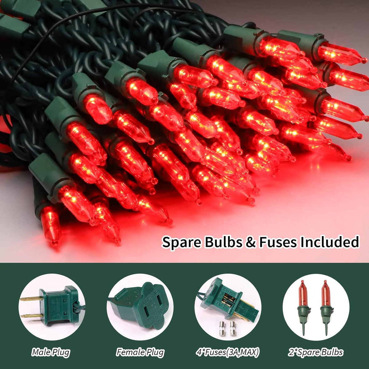 LAMPHOME 21.6FT 100 LED Red String Lights, Connectable Valentine Lights, Waterproof Red Christmas Lights Indoor Outdoor Plug-in for Valentine's Day, Mother's Day, Wedding, Party & Independence Day