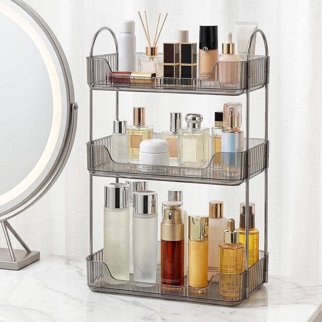 Goderewild 3-Tier Bathroom Counter Organizer, Gray Makeup Organizer