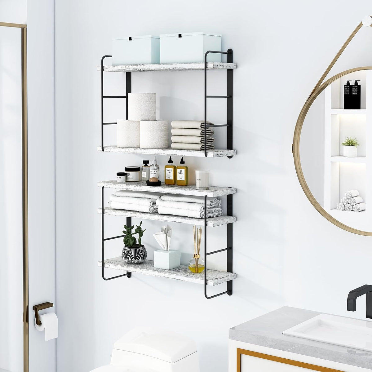Shelves on Wall, Floating Bookshelves, Shelves for Room Wall (Washed White)