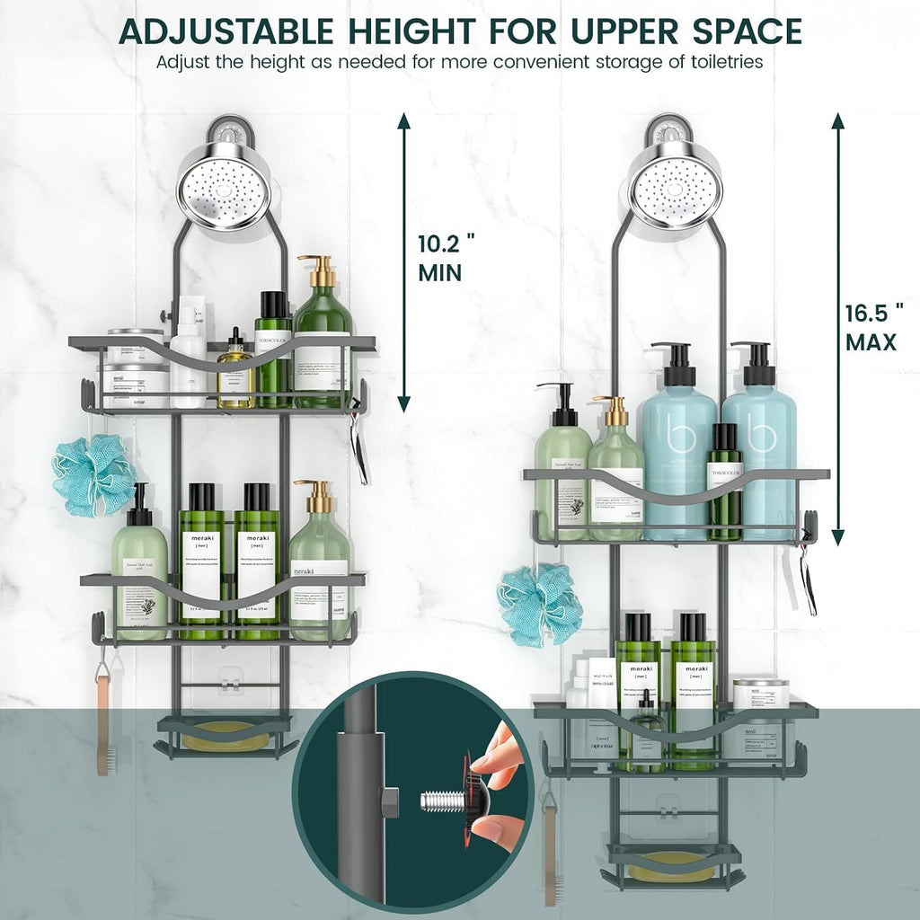 REINHARDT Adjustable Shower Caddy Hanging Rustproof Shower Organizer, Grey