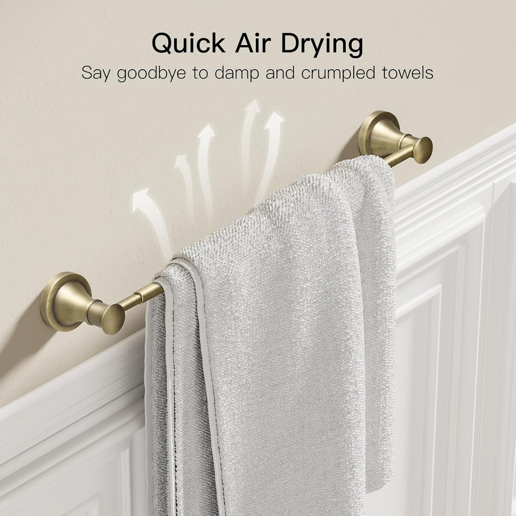 BESy Towel Racks for Bathroom Wall Mounted Bath Towel Bar Antique Brass