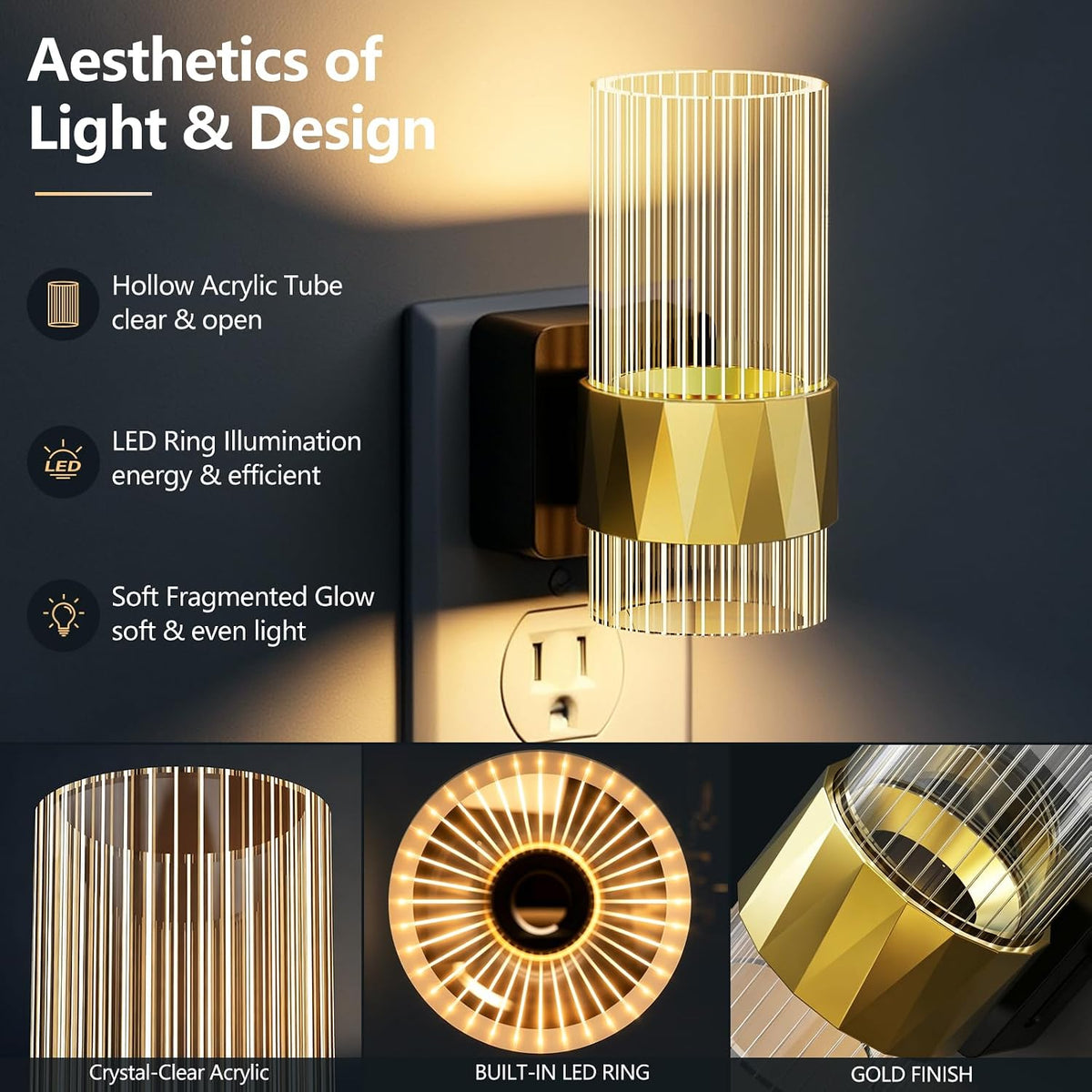 LED Night Lights Plug into Wall, 2Pack Dimmable Night Light