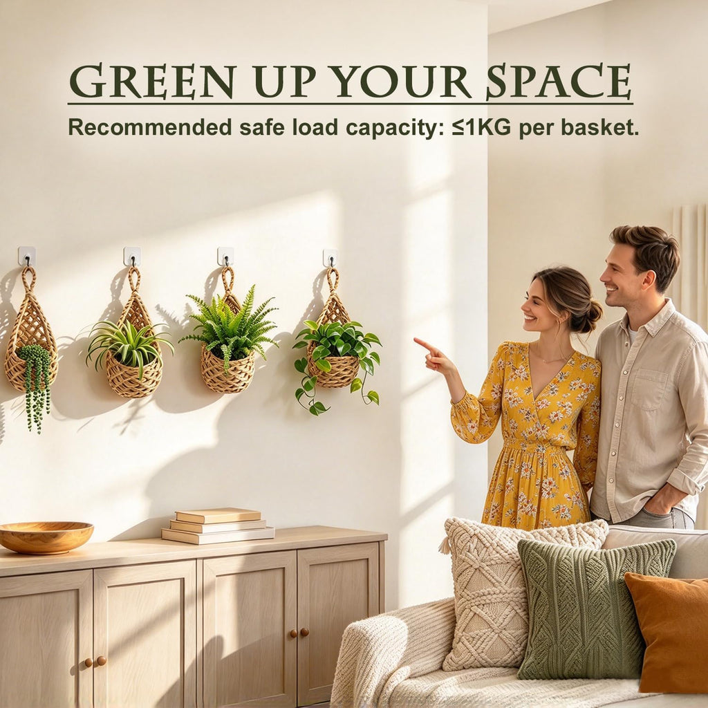 Wall Hanging Planters 4 Pack with 4PCS Strong Hooks, Macrame Plant Hanger