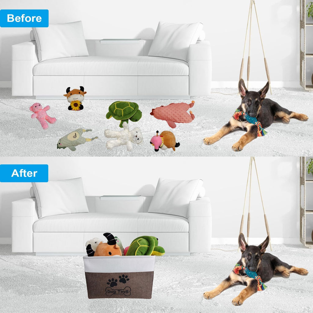 Large Dog Toy Basket Foldable Dog Toy Box Dog Toy Bin for Pet Chew Toys Accessories