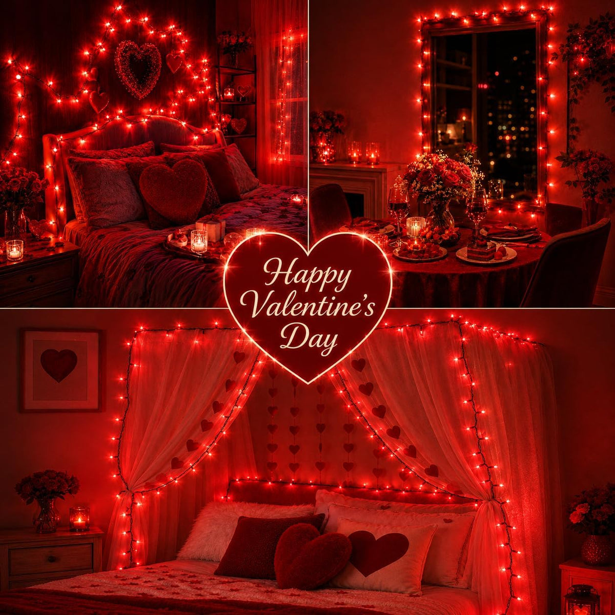 Hopolon Red Christmas String Lights,2 Pack Total 100 Count 26 FT,Green Wire