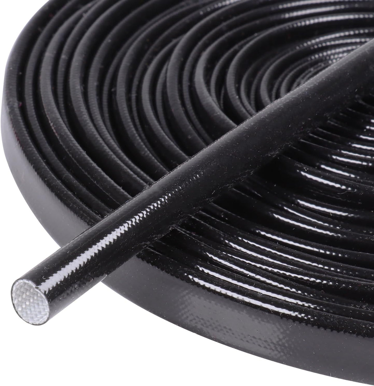 Silicone Fiberglass Sleeve Heat Shield Wire Protective High Temperature Electrical Insulation Self-extinguishing Black (5/16"-16ft)
