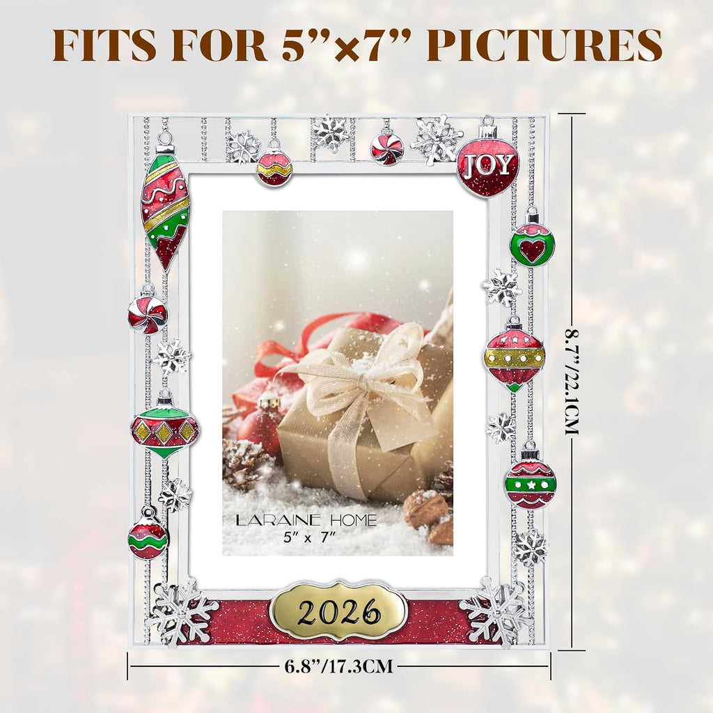 LARAINE Picture Photo Frame 5x7 Metal 2026 Christmas High Definition Display Pictures for Tabletop Home Decorative Holiday Gift (2026)