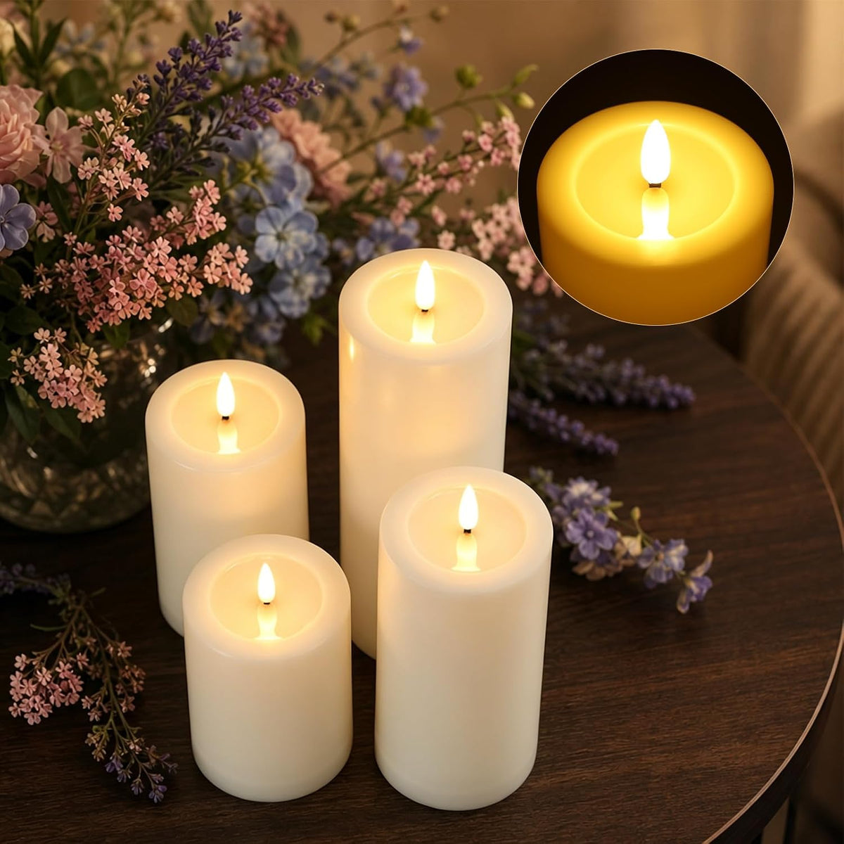 4pcs Flameless Candles with Remote and Timer, Battery Operated Fake Candles