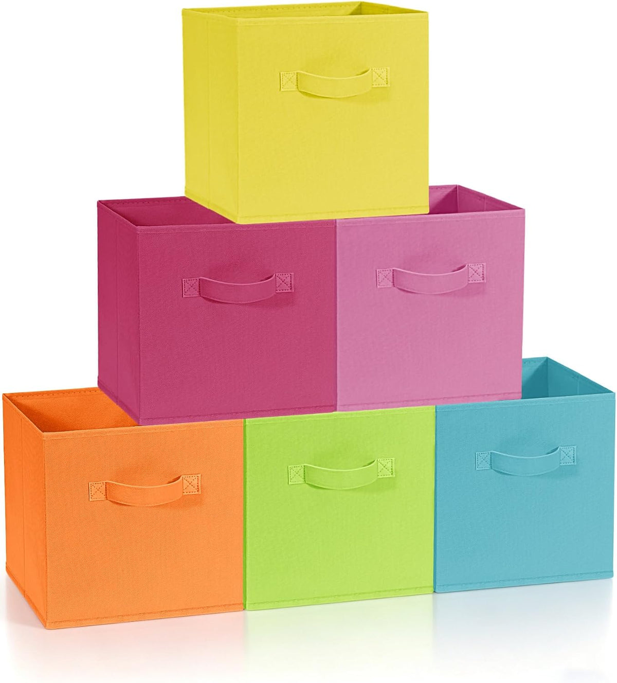 LHZ.K Cube Storage Bins, Foldable Fabric Storage Bins, 6Pcs, Rainbow