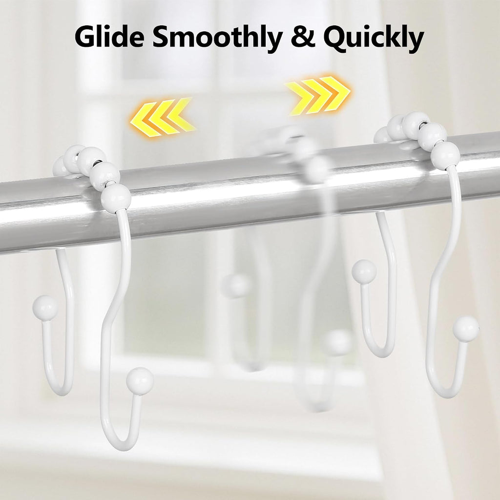 Resze 12PCS Shower Curtain Hooks, Sturdy Metal Shower Curtain Rings(White)