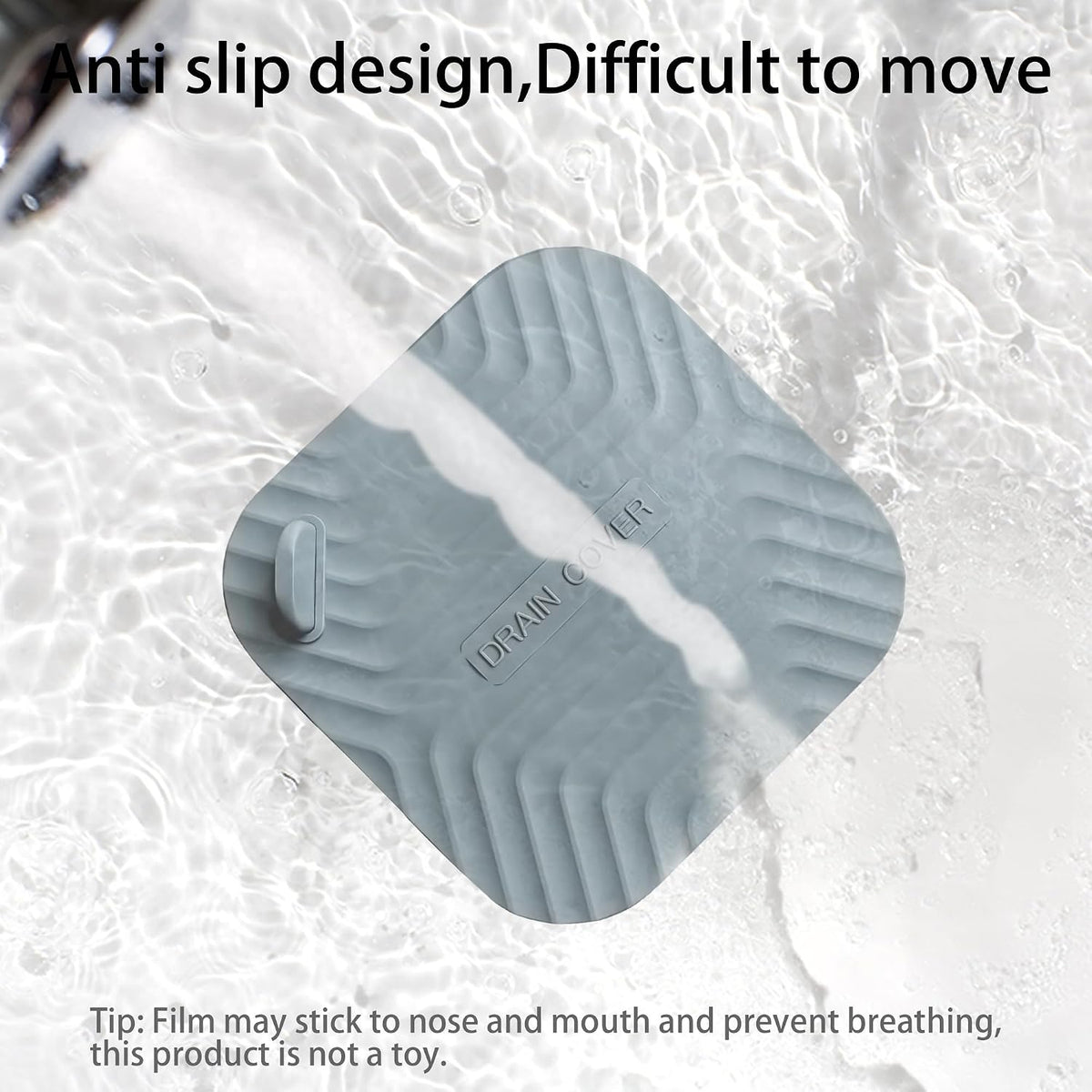 Shower Drain Cover Tub Stopper,2 Pieces Sewer Anti-Odor Mat Deodorizing Drain Plugs for Kitchen,Bathroom and Laundry(5.9x5.9 inch) Gray