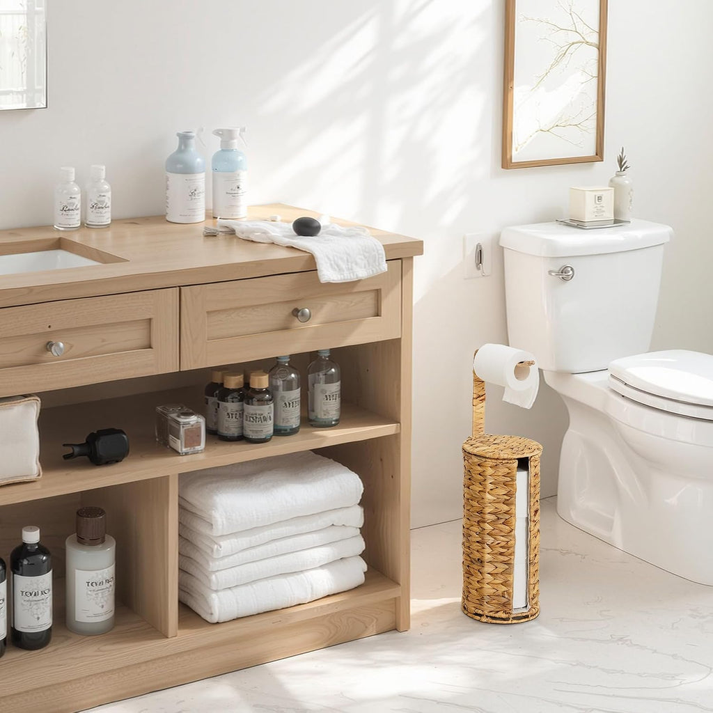 StorageWorks Toilet Paper Holder Stand with Covered, Toilet Paper Stand