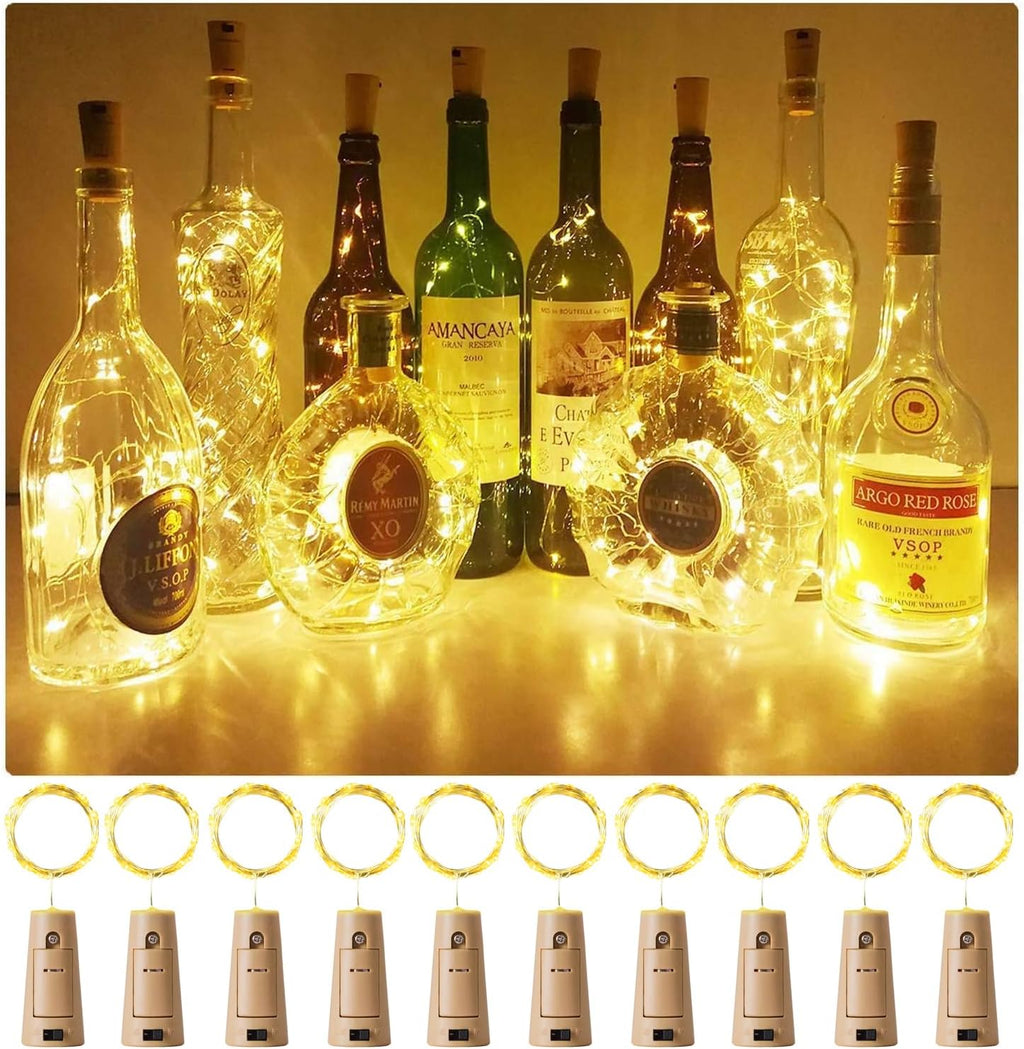 Aluan Wine Bottle Lights with Cork 10Pack 20LED Mini Fairy Christmas Lights