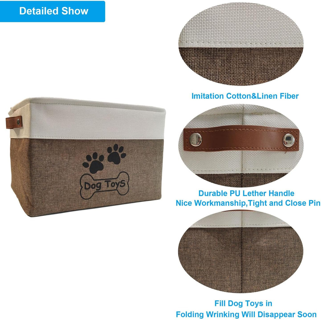 Large Dog Toy Basket Foldable Dog Toy Box Dog Toy Bin for Pet Chew Toys Accessories