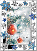 GUOER Christmas Decorations Photo Frame 4x6 Inch Snowflake Christmas Metal Photo Display Picutre Photo Frames with High Definition Glass Front Gift Ideas Tabletop Home Decorative (Blue)