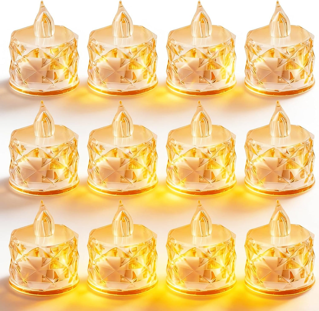 24 Pack Crystal Shaped Flameless Battery Votive Candles