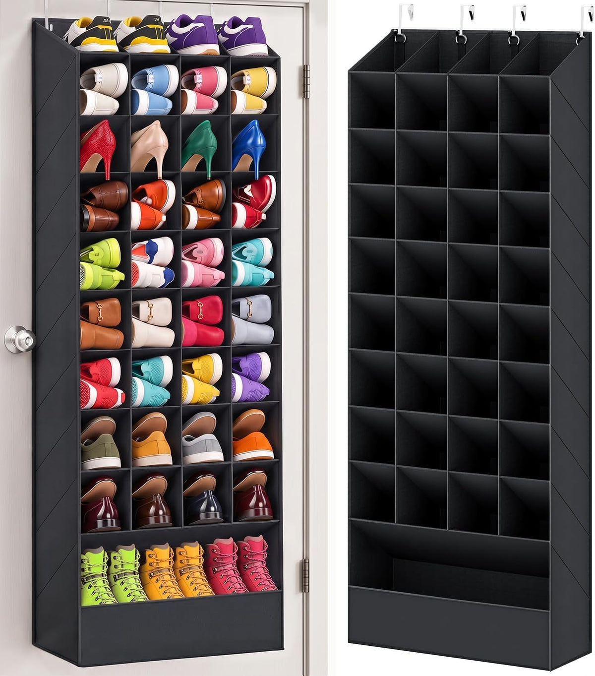 UVIAHOMI 30-40 Pairs Over the Door Shoe Organizer, 36 & 1 Big Boot Pockets