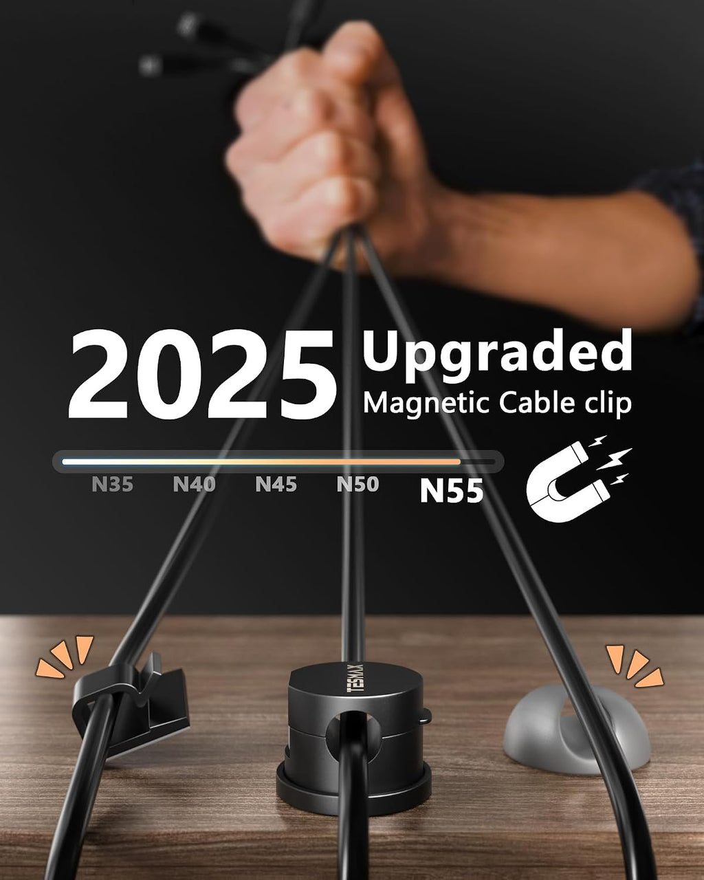 6Pack Magnetic Cord Holder 360° Rotating, 1s Lock Adhesive Desk Organizers