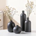 Black Ceramic Vase Set of 4, Classic Matte Small Vases Home Decorations for Table Shelf Office Centerpieces Decor