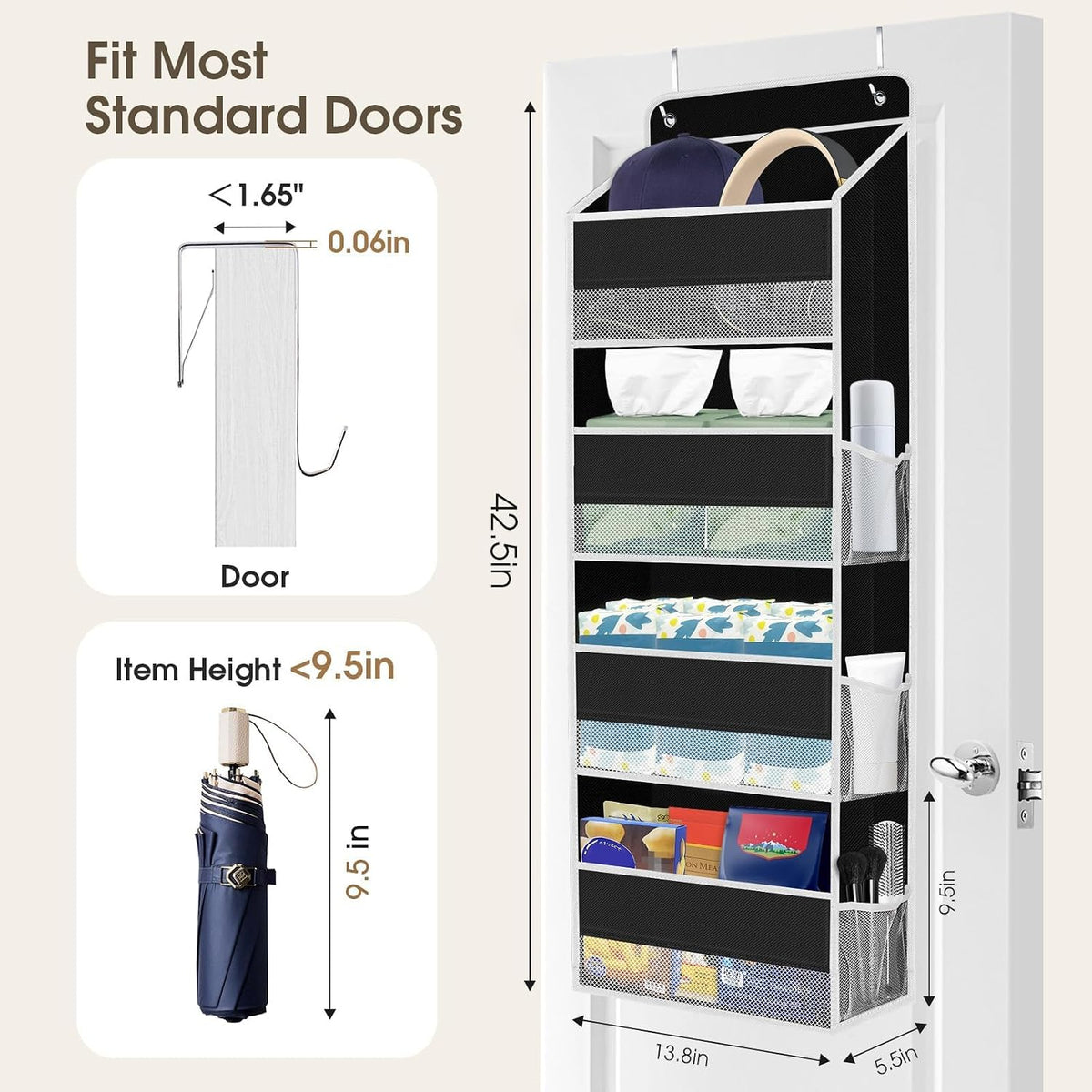 2 Pcs Over The Door Organizer Large Capacity Hanging Storage Room Organizer