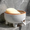 Soap Dish, Self Draining Ceramic Soap Holder for Shower, Bath, Kitchen Sink