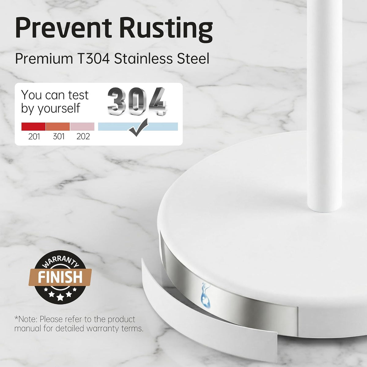 KES White Toilet Paper Holder Stand, Freestanding with Heavy Base