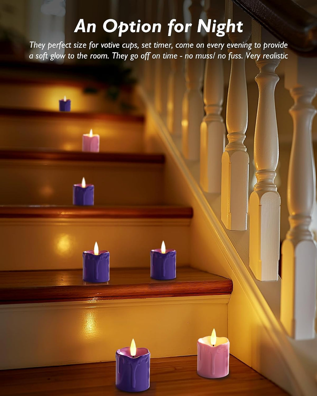 Homemory 2"x 2" Purple & Pink 6 Hour Timer Flameless Votive Candles, 6 Pack
