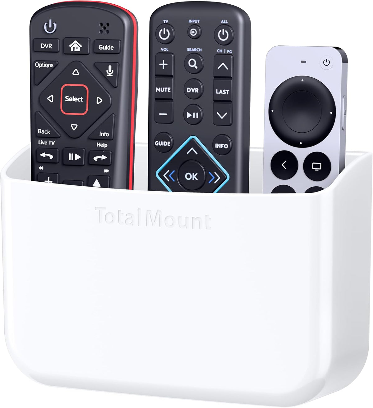 TotalMount Drop-Free Remote Holder – Removable Adhesive Strips – White
