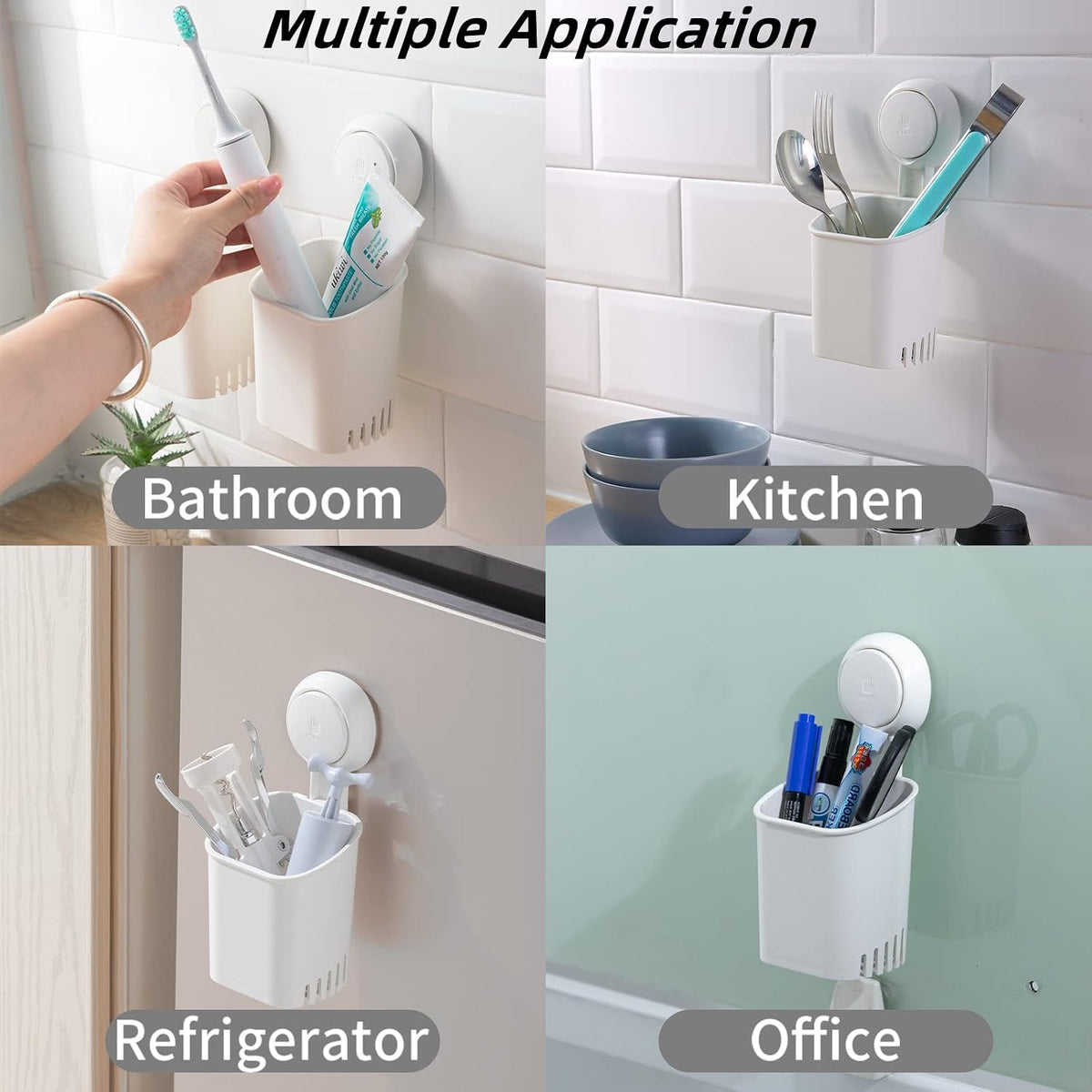 LEVERLOC Powerful Suction Cup Toothbrush Holders for Bathroom 2Pack, White