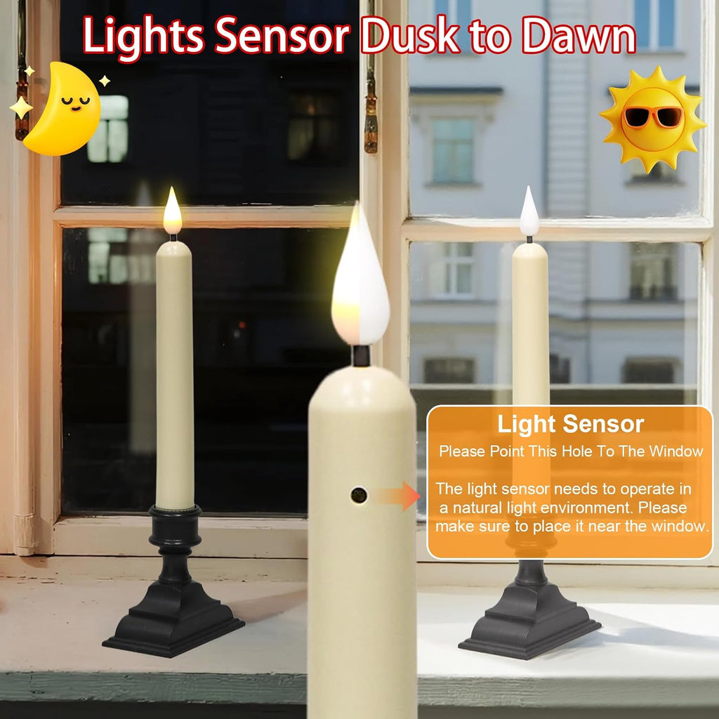 GenSwin Christmas Window Candles with Sensor Dusk to Dawn Battery Operated