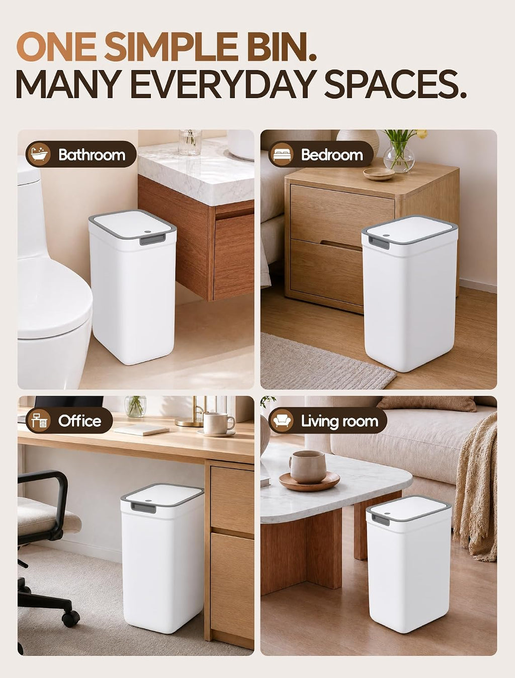 Small Bathroom Trash Can with Lid, Dog Proof, 2.5 Gal