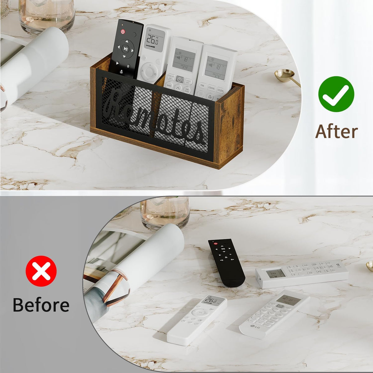 YINMIT Remote Control Holder,2-Slot TV Remote Caddy,Wall Mount and Tabletop