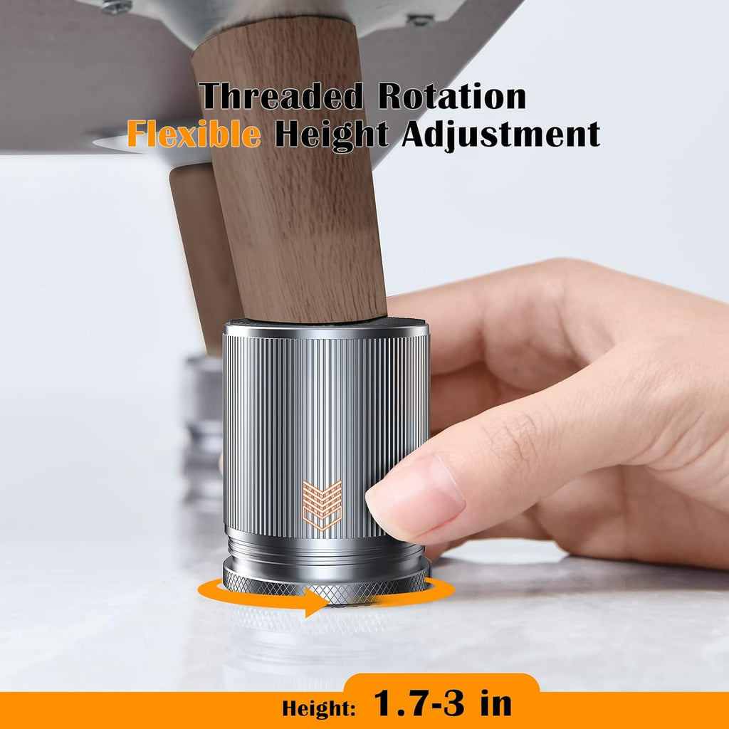 Metal Bed Risers 3 inch, Adjustable Furniture Riser Heavy Duty-Sliver 4 Pcs