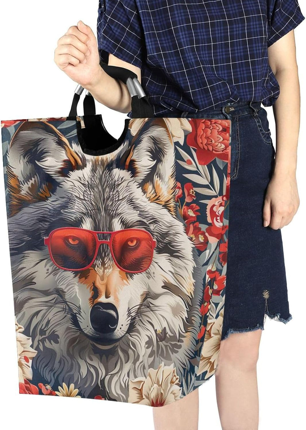 Nander Laundry Hamper Clothes Hamper Large Capacity Basket with Handles for Storage Clothes Toys in Bedroom, Bathroom, Foldable - Wolf